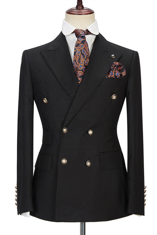 Koscy Black Double-Breasted Wedding Blazer with Peak Lapel