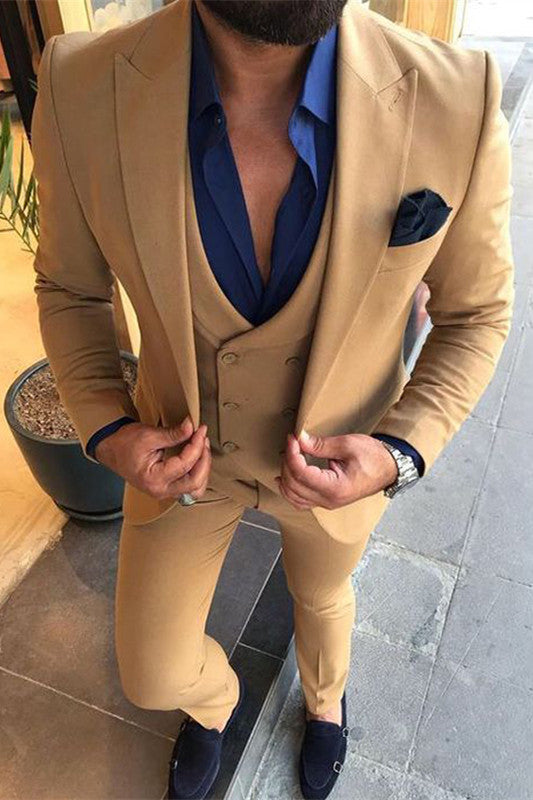 Koscy Shining Three-Piece Prom Suit with Peaked Lapel for Men 2024