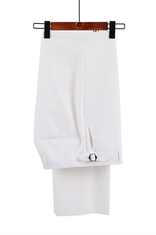 Koscy Classic White and Black Double-Breasted Wedding Blazer for Groom