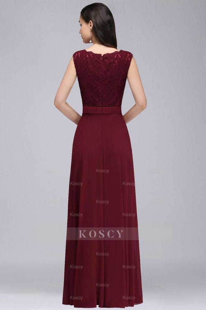 Elegant Floor-length Lace A-line Burgundy Formal Dress Elegant Floor-length Lace A-line Burgundy Formal Dress