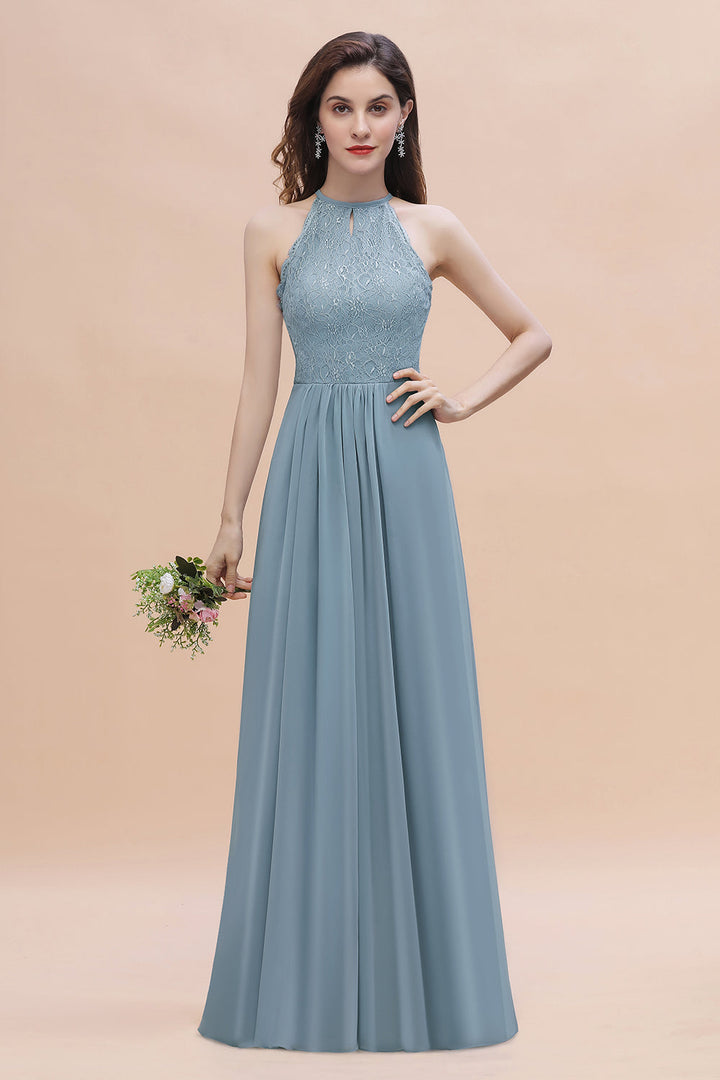 dusty blue chiffon bridesmaid dresses KissProm Piping along waistline Dusty Blue Bridesmaid Dresses: Buy