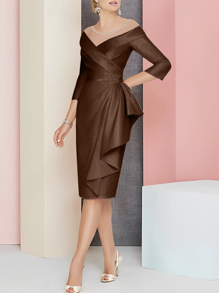 Elegant Knee-Length V-Neck Sheath/Column Mother of the Bride Dresses Elegant Knee-Length V-Neck Sheath/Column Mother of the Bride Dresses