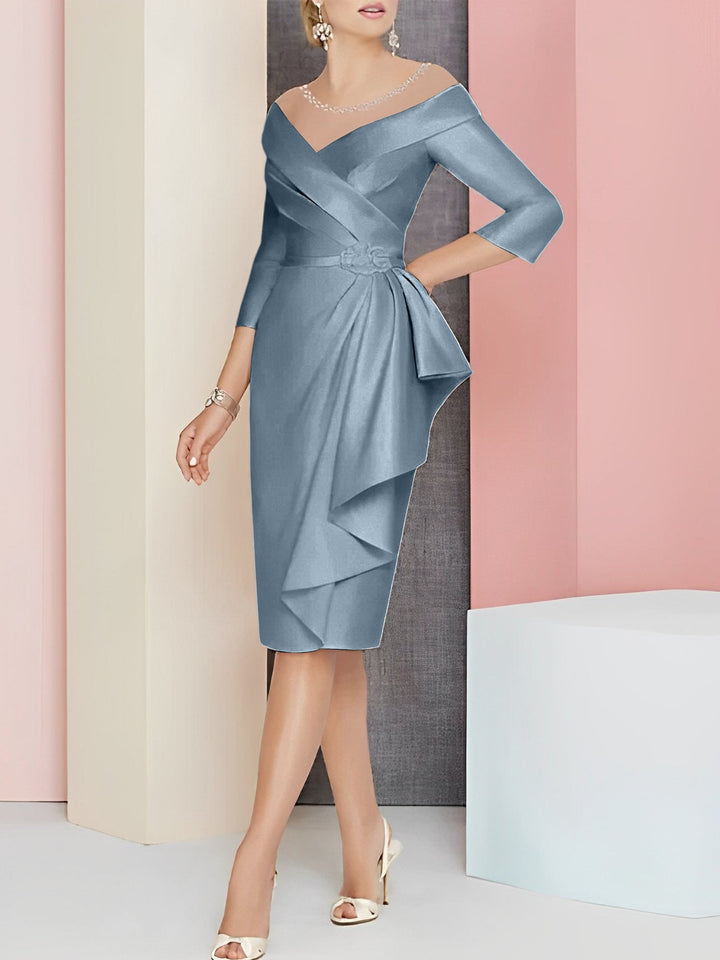 Elegant Knee-Length V-Neck Sheath/Column Mother of the Bride Dresses Elegant Knee-Length V-Neck Sheath/Column Mother of the Bride Dresses