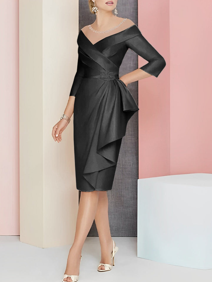 Elegant Knee-Length V-Neck Sheath/Column Mother of the Bride Dresses Elegant Knee-Length V-Neck Sheath/Column Mother of the Bride Dresses