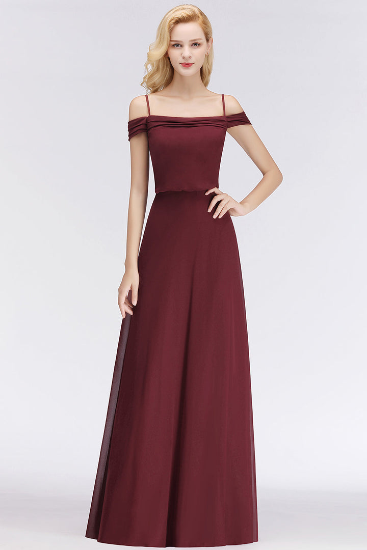 burgundy bridesmaid dresses online Off the Shoulder Burgundy Modest Bridesmaid Dresses with Slit ARD2078