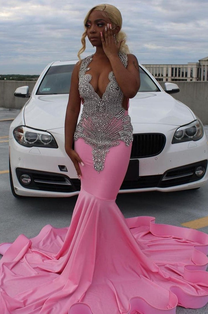 mermaid court train prom dress Sexy Brown Mermaid Tulle Ruffles Mermaid Court Train Prom Dresses