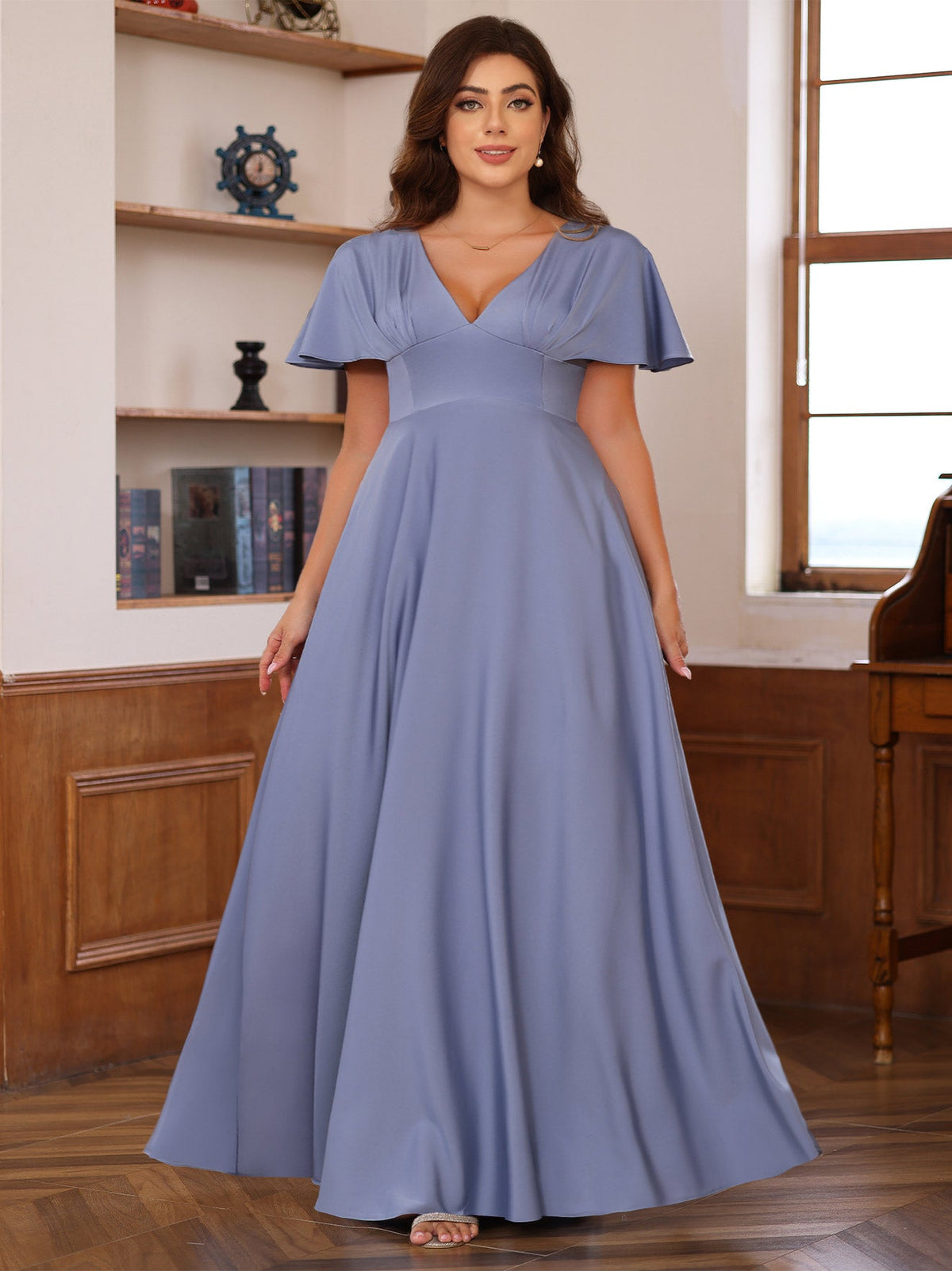 princess dress plus size Elegant V-Neck A-Line Floor-Length Mother of the Bride with Ruffles and Short Sleeves sequin dress long evening gowns the fabric opens into 100 Bob Mackie / Made To Order Sizes:AU S/8