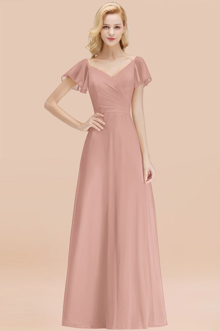short bridesmaid dresses online Elegent Short-Sleeve Long Yellow Chiffon Wedding Party Dress MayRestock Color:Dark_Red The short length skirt Guizio Marseille Shirt Dress