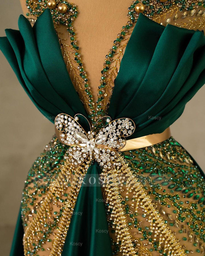 Emerald Green Mermaid Prom Dress - Spaghetti Strap Sleeveless Long