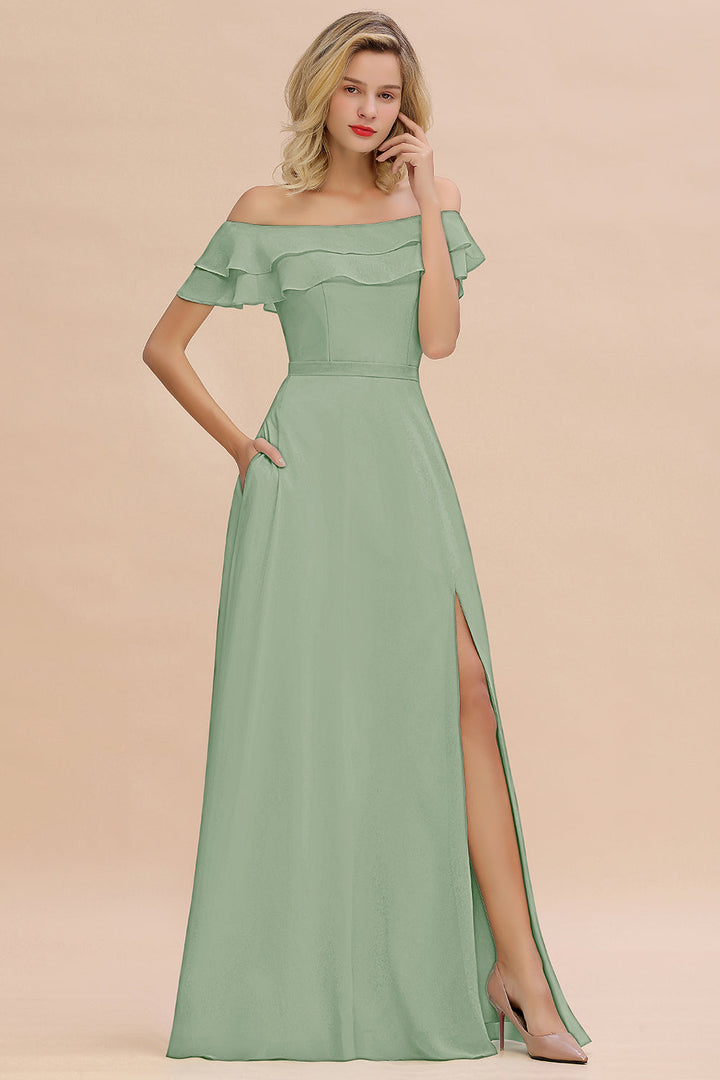 mint green off the shoulder bridesmaid dress Amazon.com: Ever-Pretty Women's Formal Dresses Off Shoulder Short Sleeve  Split A-Line Floor Length Bridesmaid Dresses Mint Green US02 : Clothing,  Shoes & Jewelry