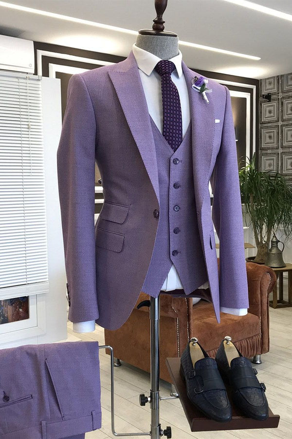 Koscy Shining Violet Purple Three-Piece Prom Suit for Party