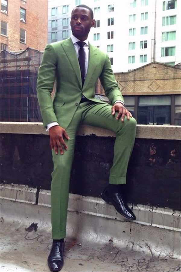 Koscy Green Prince Suit for Wedding - Formal 2 Pieces, Peaked Lapel