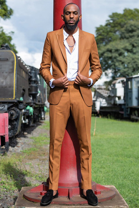 Koscy Gentle Gold Brown Prom Suit for Men