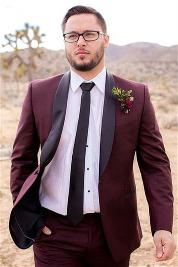 Koscy Handsome Burgundy Groom’s Suit with Tailcoats for Weddings