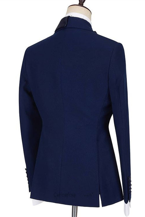 Koscy Fashionable Dark Navy Formal Dinner Suit with Peaked Lapel