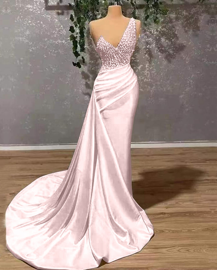 Elegant Ivory One-Shoulder Applique Mermaid Prom Dress with Ruffles