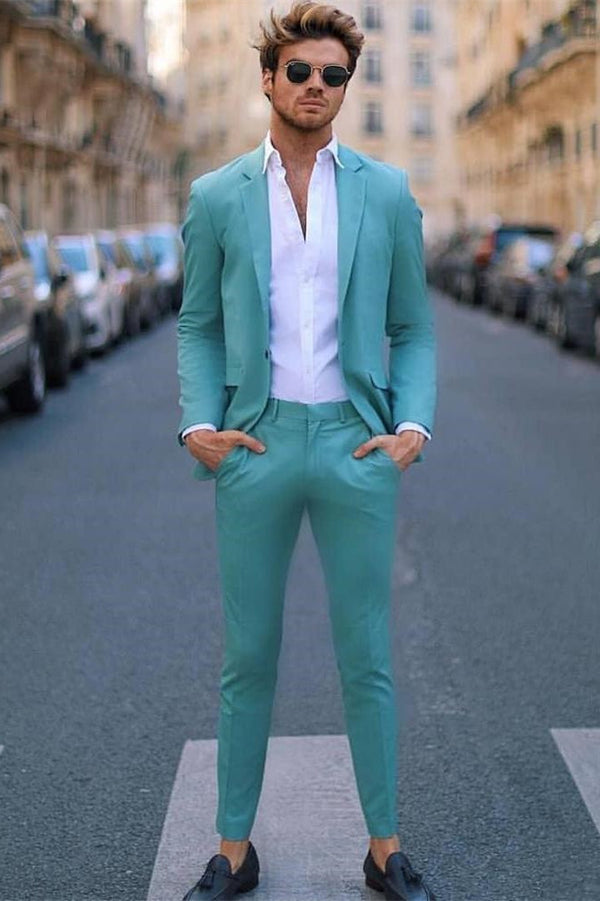 Koscy New Two-Piece Formal Business Prom Suit with Notched Lapel for Men