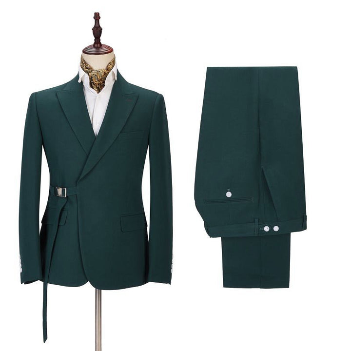 Koscy Gentle Dark Green Father of the Bride Suit with Peaked Lapel