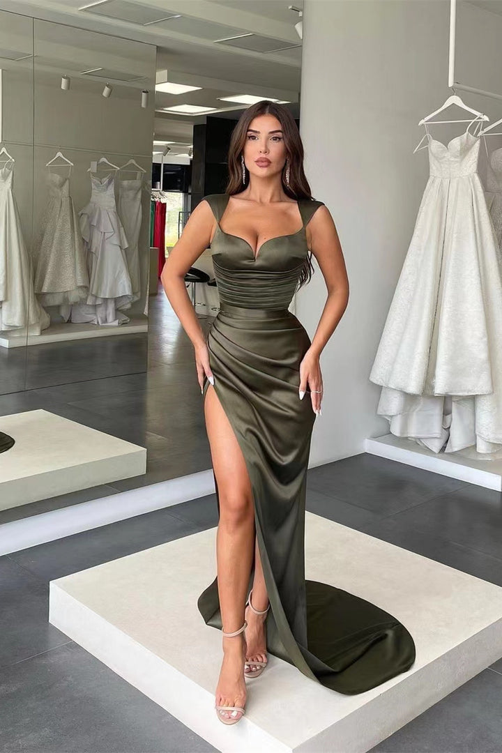 Sweetheart Long Pleated Mermaid Prom Dress With Split