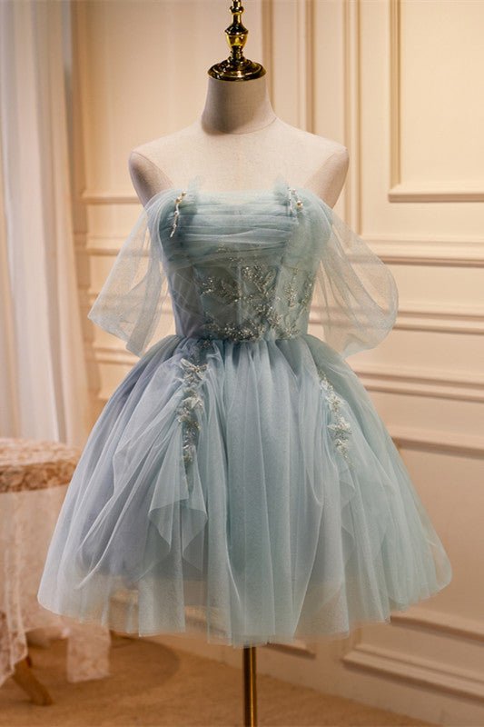 Koscy Fairy-tale Tulle Beaded Off-the-Shoulder Lace-Up Back A-Line Party Dress