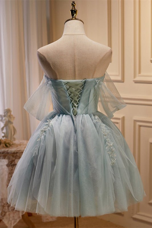 Koscy Fairy-tale Tulle Beaded Off-the-Shoulder Lace-Up Back A-Line Party Dress