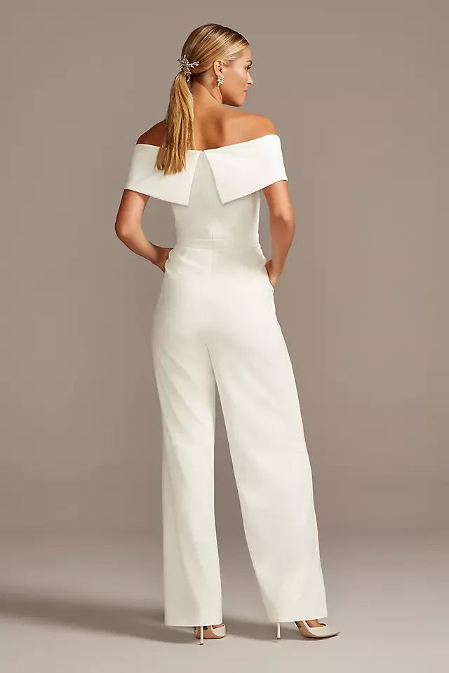 Koscy Graceful White Off-the-Shoulder Sleeveless Strapless Long Jump Suit