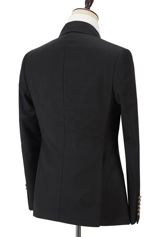 Koscy Black Double-Breasted Wedding Blazer with Peak Lapel