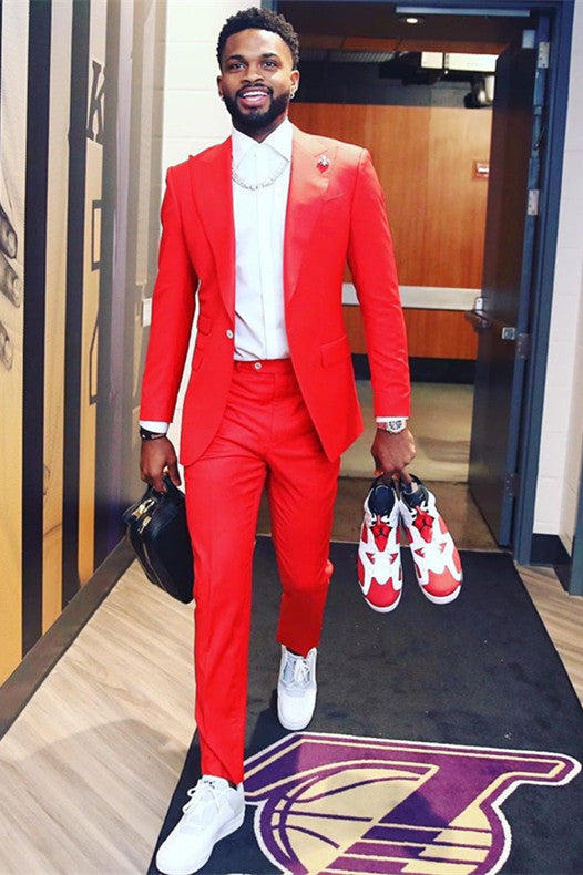Koscy New Red Reception Suit with Peaked Lapel and One Button