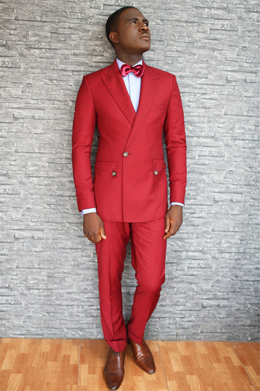 Koscy Handsome Red Blazer Marriage Suit with Peaked Lapel