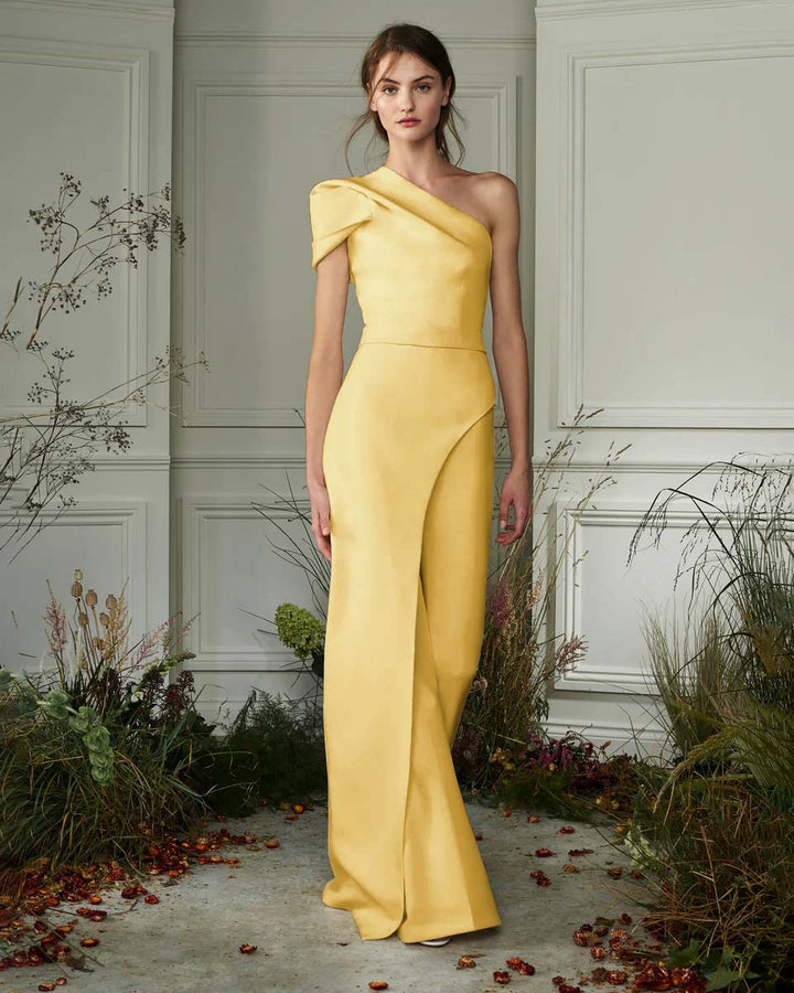 Koscy Chic White One-Shoulder Irregular Long Party Jump Suit