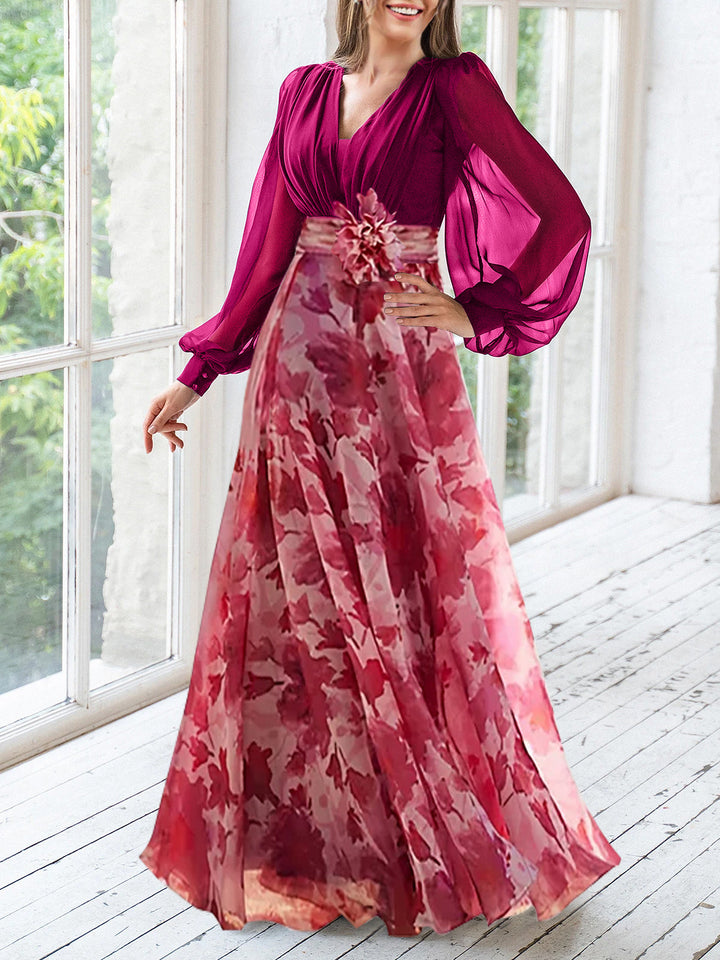 knee length dresses for ladies Mauve Floral Long Sleeve Maternity Maxi Dress Small - Pinkblush