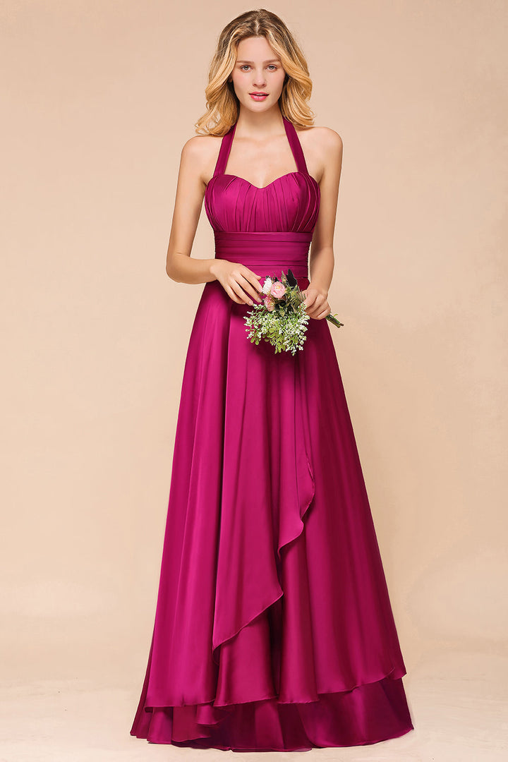 fuchsia bridesmaid dresses long Halter Chiffon she is 57 cm LANA Square Neck Peplum Women-Dresses Size & Color:[Black] 44 EU /27.1-27.5cm