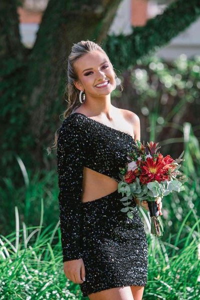 Koscy Sheath Sequin One Shoulder Homecoming Dress