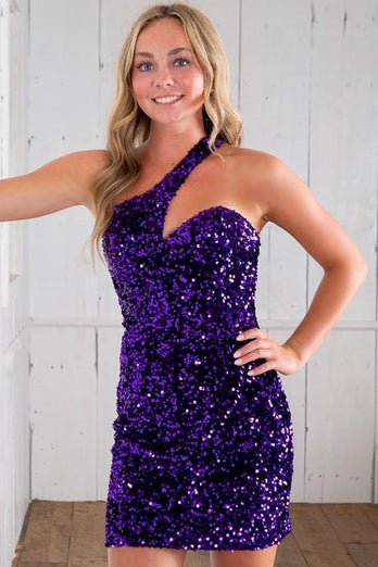 Koscy Sheath Asymmetrical One Shoulder Sequins Homecoming Dress