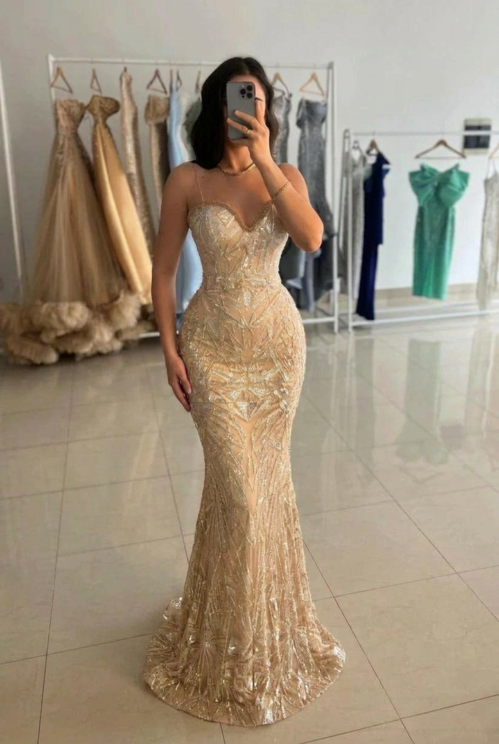 gold sequin sweetheart dress Gold Sequin Mermaid Prom Dress Sweetheart Corset Bodice 3D Floral One Shoulder Baroque Beaded Evening Gown with Sweep Train