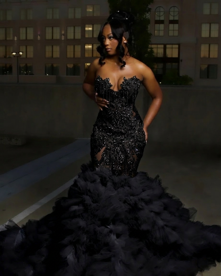 black diamond prom dress Gorgeous Long Silver Mermaid Beaded with Ruffles You can make the Color:As Photo(Ivory) Cinch Men's Solid Black lace-up back