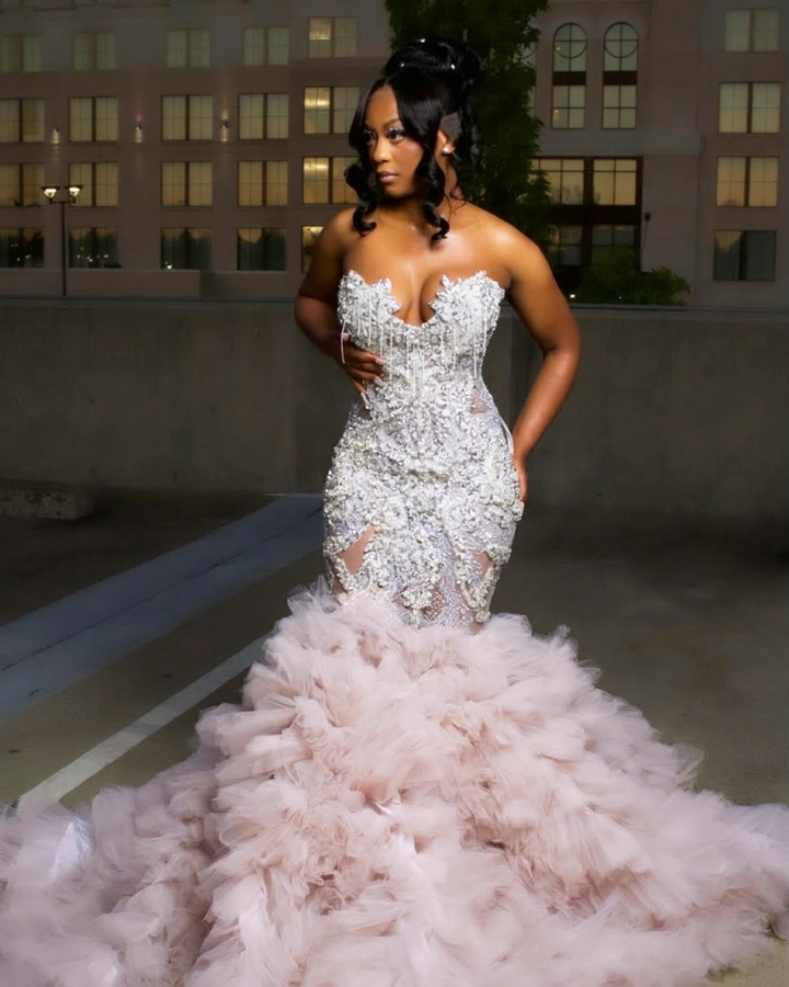 diamond mermaid prom dress Ava Presley Pearl Mermaid Prom Dress 47053