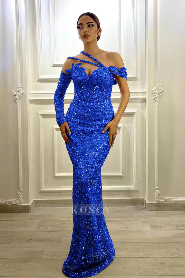 fitted lace wedding dress Glitter and Lace Mermaid Gown CDS470 – Sparkly Gowns main image 0