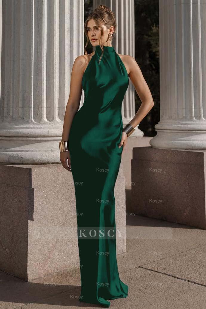 Halter Sleeveless Backless Mermaid Long Formal Dress With Pleated Halter Sleeveless Backless Mermaid Long Formal Dress With Pleated