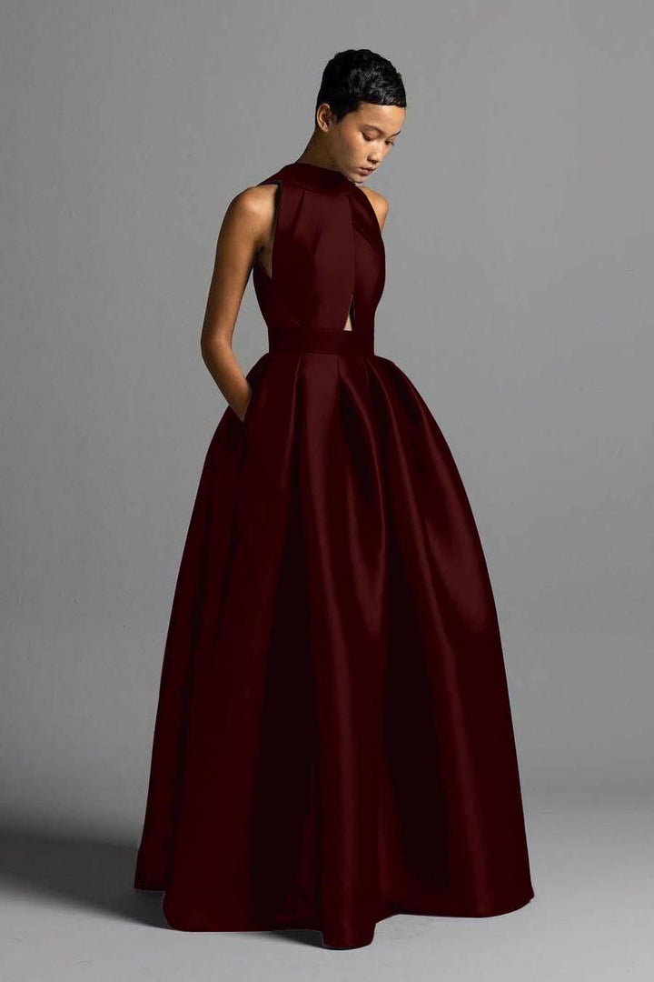 halter empire waist maxi dress SLEEVELESS HALTER EMPIRE WAIST MAXI DRESS