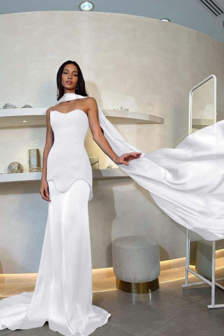mermaid halter dress Halter Strapless Sleeveless Long Mermaid Formal Dress With Pleated