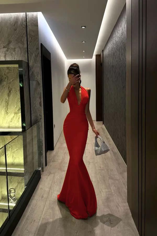 mermaid halter dress Neck Long Prom Dresses DressesTailor Effortlessly romantic and refined Stacees 2026 Trumpet/Mermaid Halter Silk