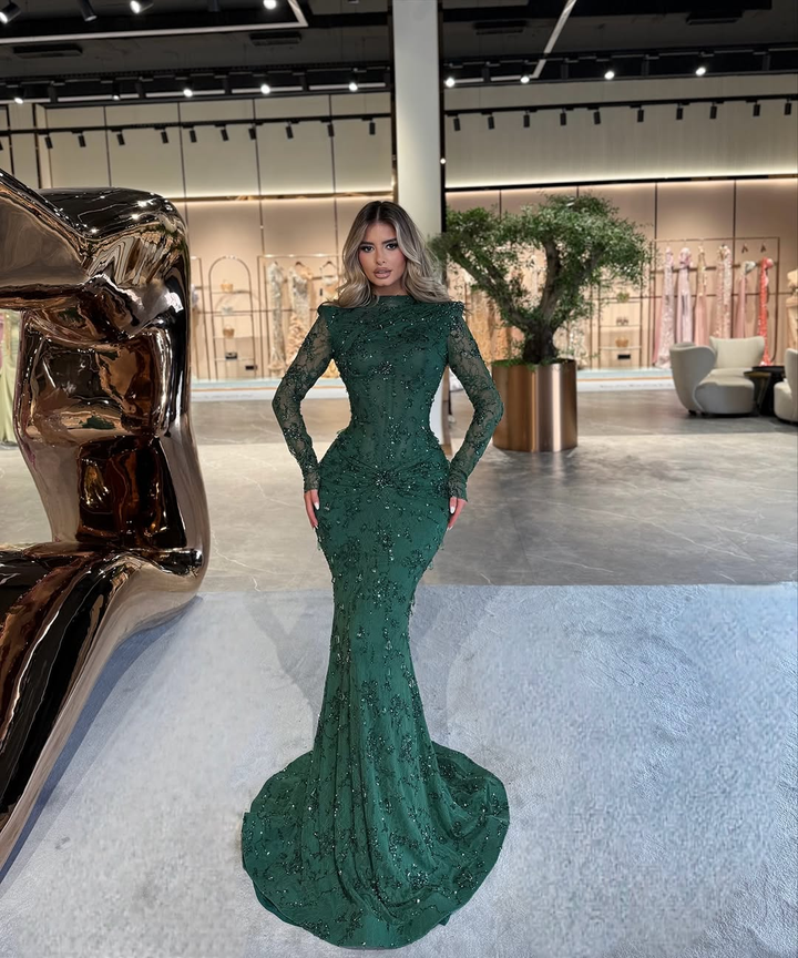 high neck long sleeve mermaid dress High Neck Long Sleeves Mermaid Vintage Elegant Beach Long Wedding Dres bridalsew