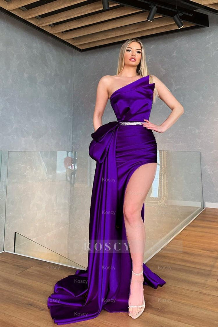 Hot Sale Fuchsia Formal Dress With Trail Sleeveless High Split Hot Sale Fuchsia Formal Dress With Trail Sleeveless High Split