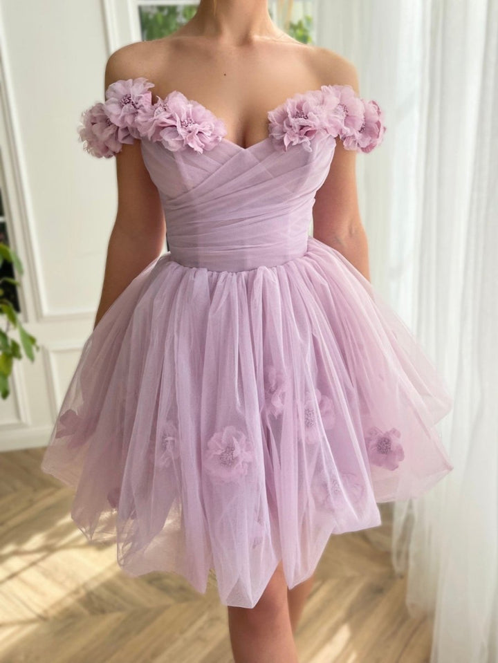 Koscy Lilac Corset Strapless Short Tulle Homecoming Dress