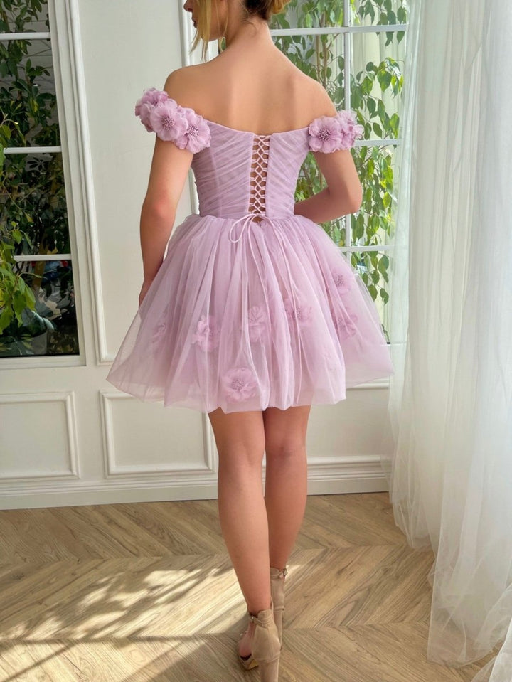 Koscy Lilac Corset Strapless Short Tulle Homecoming Dress