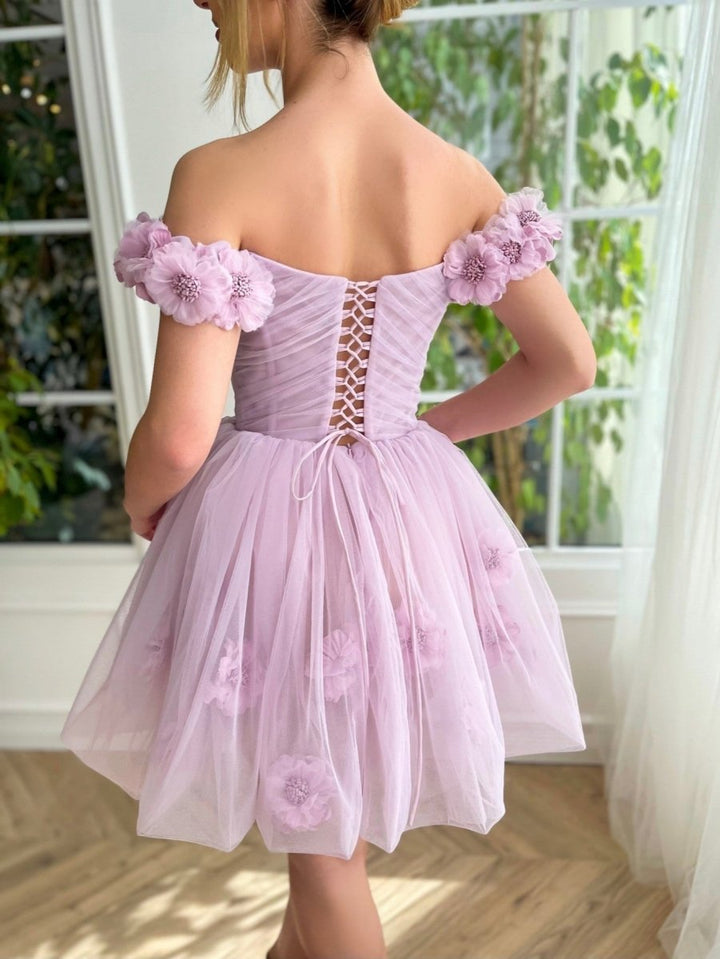 Koscy Lilac Corset Strapless Short Tulle Homecoming Dress