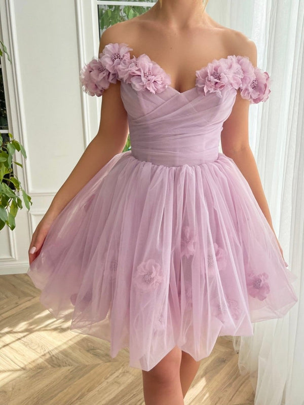Koscy Lilac Corset Strapless Short Tulle Homecoming Dress