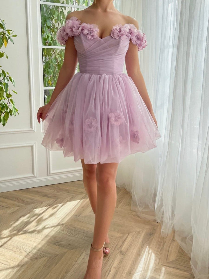 Koscy Lilac Corset Strapless Short Tulle Homecoming Dress