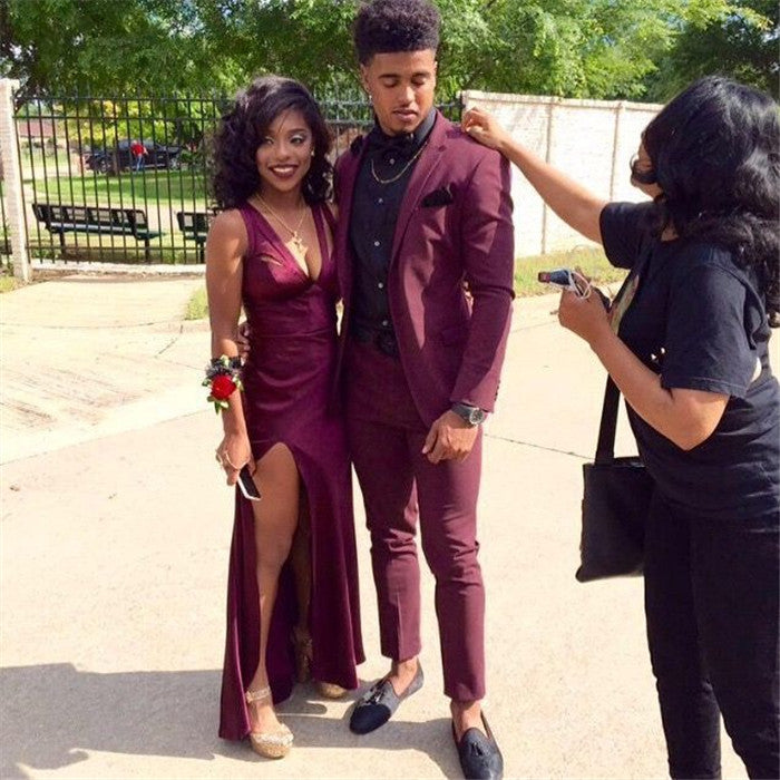 burgundy prom dress and tux Koscy Burgundy Casual Prom Party Suit